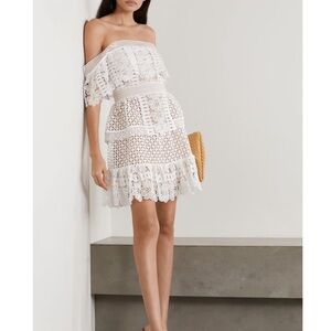 Self portrait Off-the-shoulder Guipure Lace Mini Dress